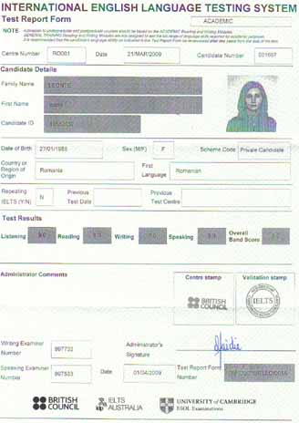 Best IELTS test result April 2009