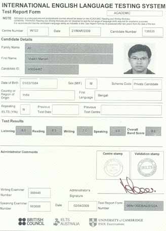 Best IELTS test result April 2009