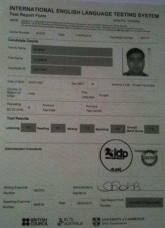 Best IELTS test result April 2010