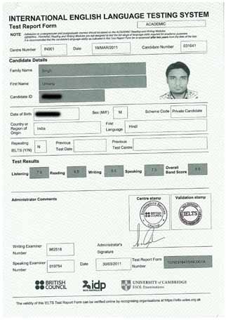 Best IELTS test result April 2011