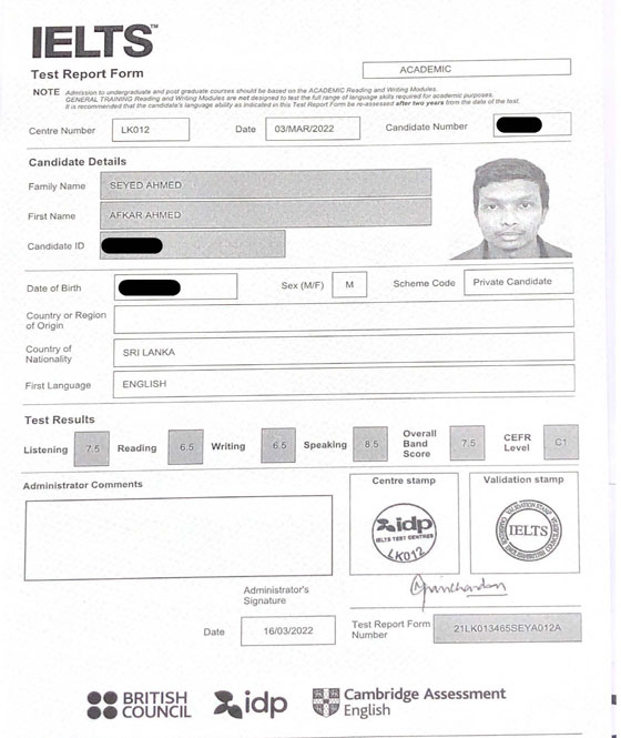 Best IELTS test result April 2022