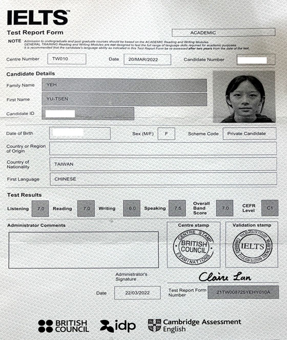 Best IELTS test result April 2022