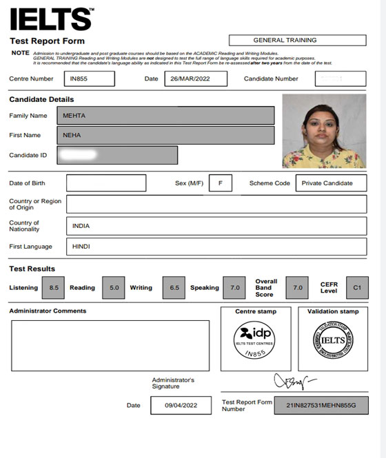 Best IELTS test result April 2022