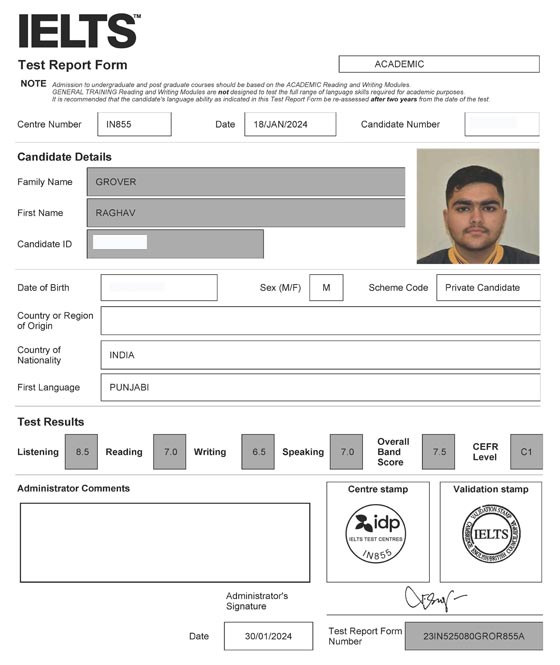 Best IELTS test result April 2023