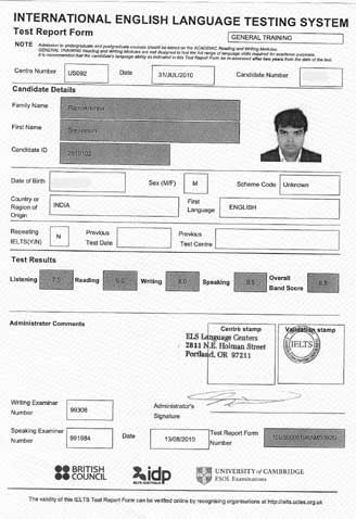 Best IELTS test result August 2010