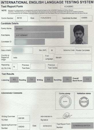 Best IELTS test result August 2012