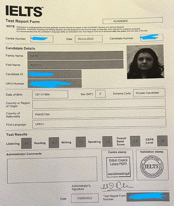 Best IELTS test result August 2022