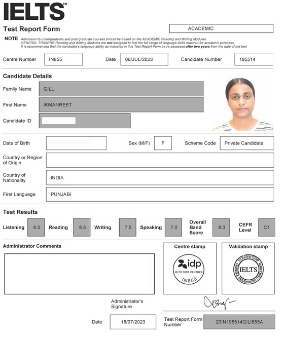 Best IELTS test result August 2023