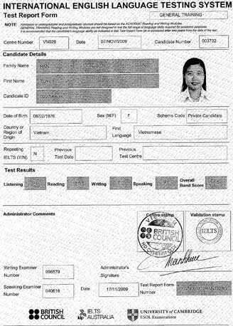 Best IELTS test result December 2009