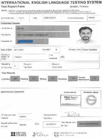 Best IELTS test result December 2010