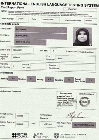 Best IELTS test result February 2009