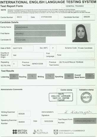 Best IELTS test result February 2009