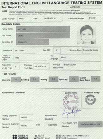 Best IELTS test result February 2010