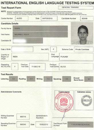 Best IELTS test result February 2012