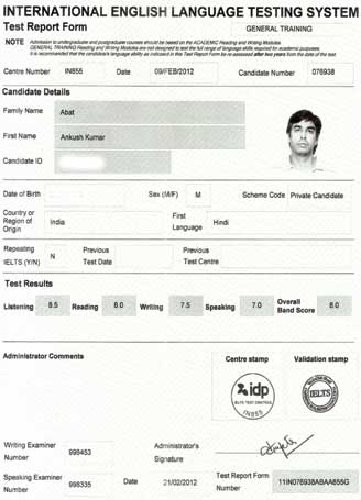 Best IELTS test result February 2012