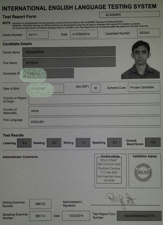 Best IELTS test result February 2014