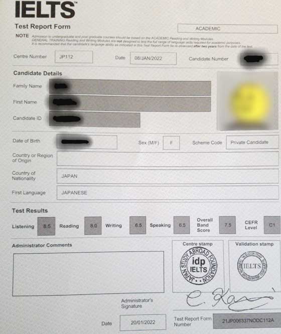 Best IELTS test result February 2022