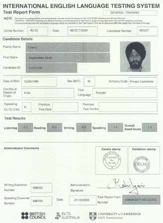 Best IELTS test result January 2010