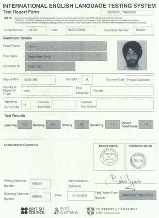 Best IELTS test result January 2010