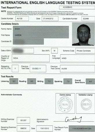 Best IELTS test result January 2012