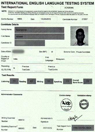 Best IELTS test result January 2012