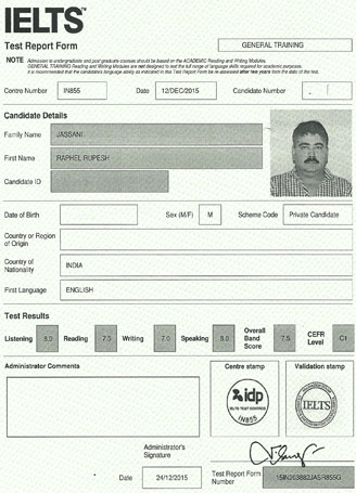 Best IELTS test result January 2016