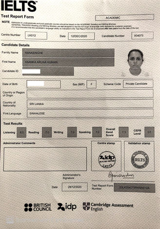 Best IELTS test result January 2021