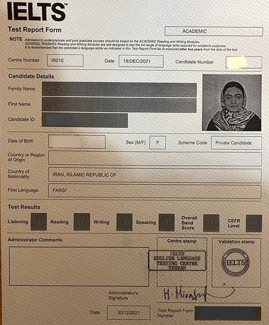 Best IELTS test result January 2022