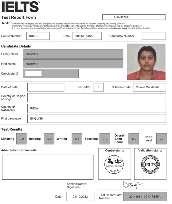 Best IELTS test result January 2023