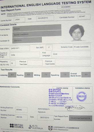 Best IELTS test result July 2010