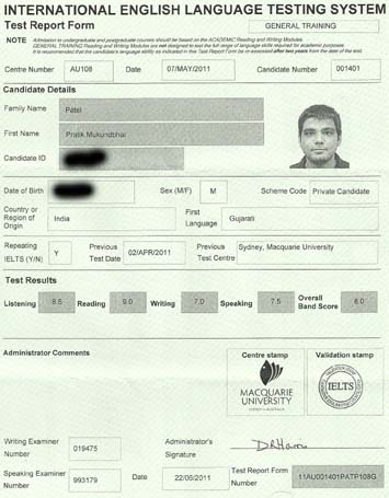 Best IELTS test result July 2011