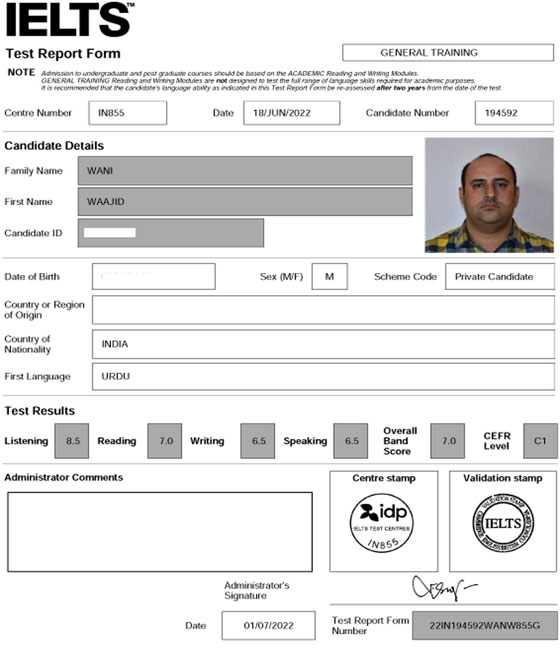 Best IELTS test result July 2022