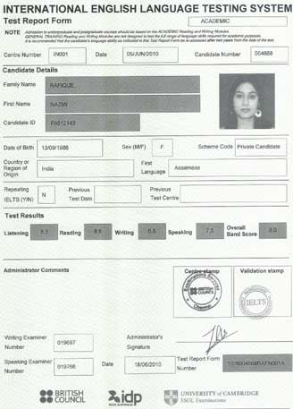 Best IELTS test result June 2010