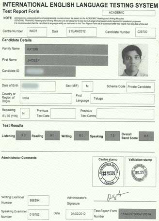 Best IELTS test result June 2012