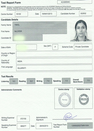 Best IELTS test result June 2013