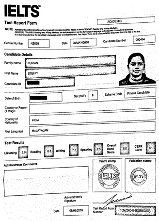 Best IELTS test result June 2016