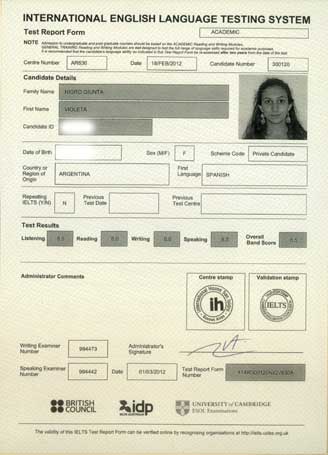 Best IELTS test result March 2012