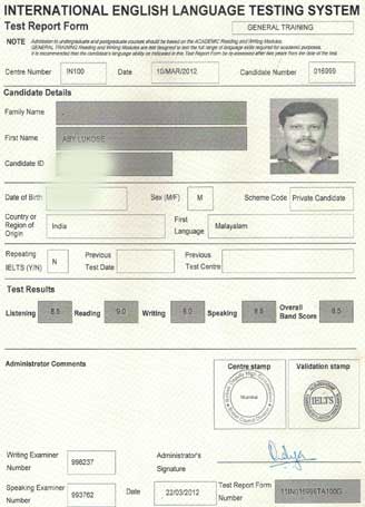 Best IELTS test result March 2012