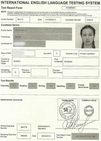 Best IELTS test result March 2013