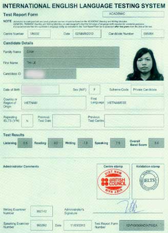 Best IELTS test result March 2013