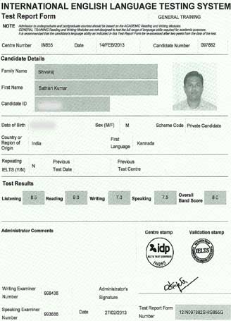 Best IELTS test result March 2013