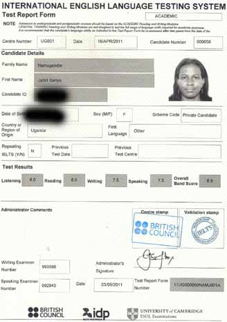 Best IELTS test result May 2011