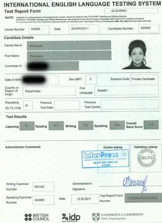 Best IELTS test result May 2011