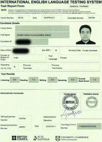 Best IELTS test result May 2011