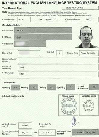 Best IELTS test result May 2013