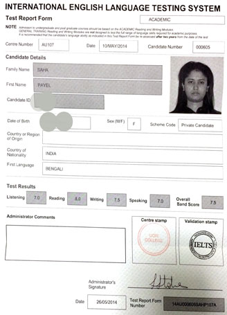 Best IELTS test result May 2014