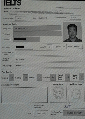 Best IELTS test result May 2016