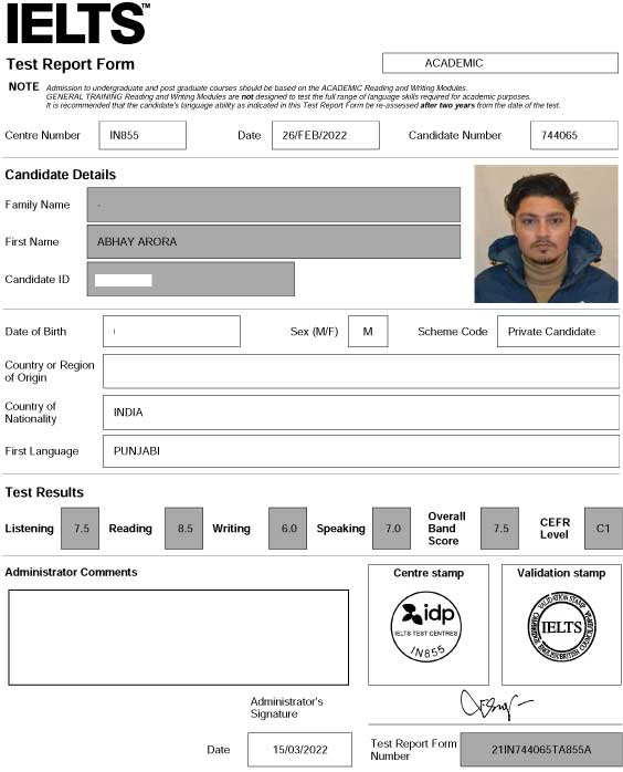 Best IELTS test result May 2022