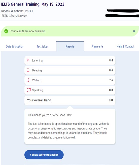 Best IELTS test result May 2023
