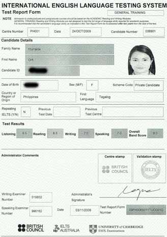 Best IELTS test result November 2009